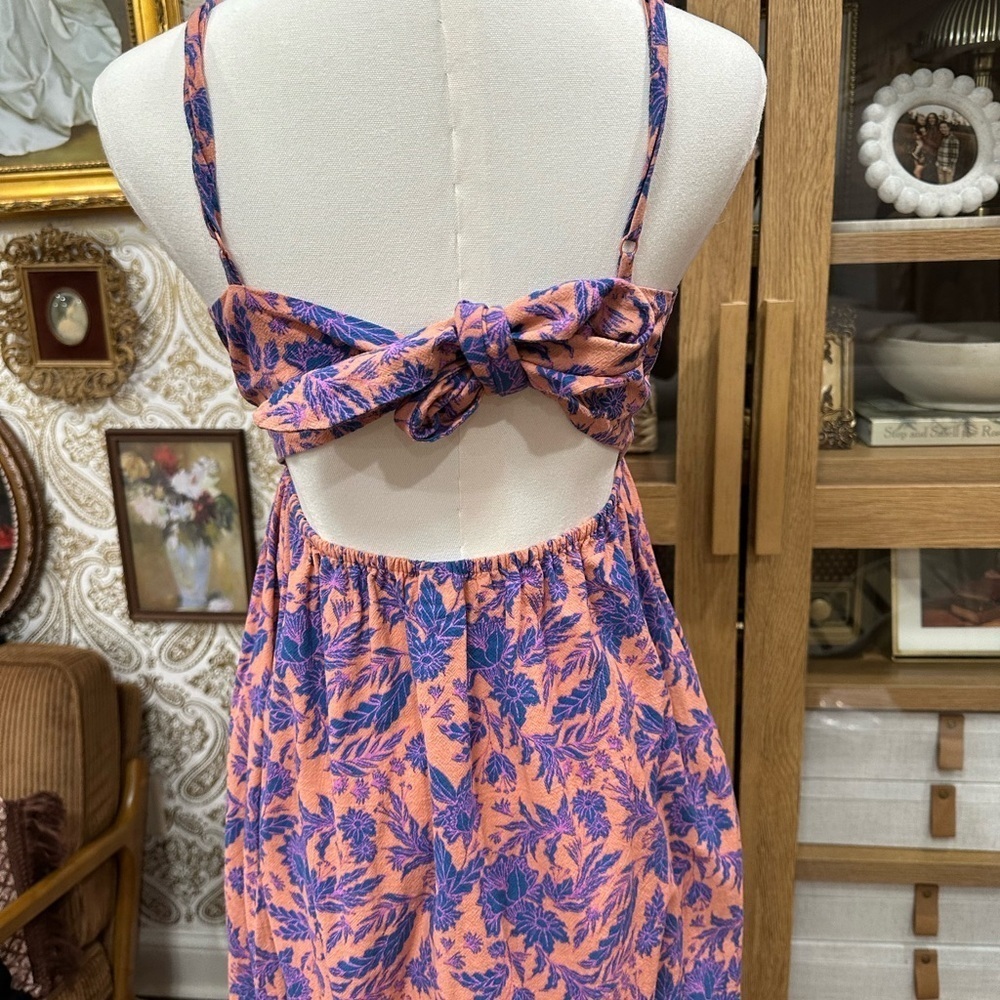 Floral Spaghetti Strap Dress - Pink and Blue - Picture 3 of 4